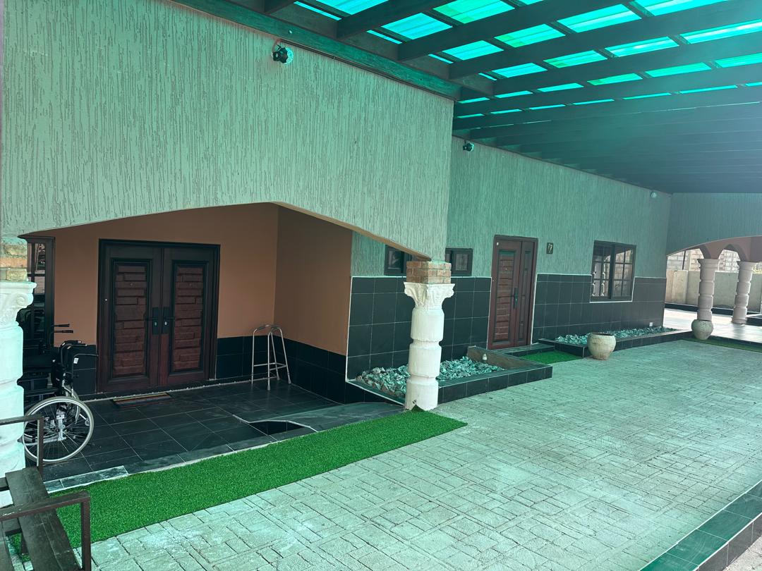 The newly built facility courtyard and covered walkway